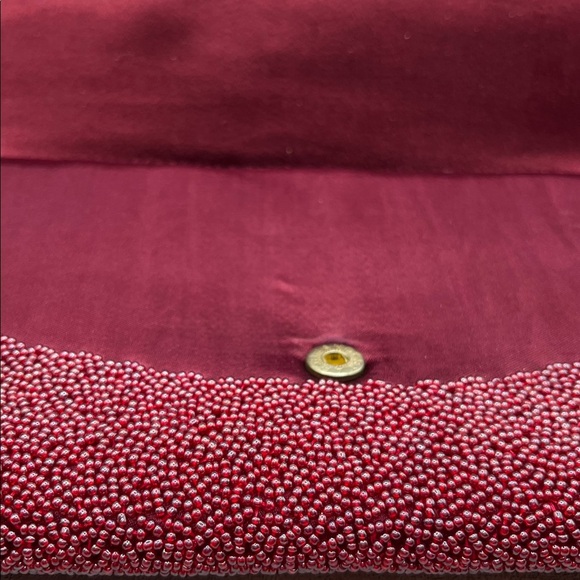 La Regale Red Gold Silver Beaded Clutch Evening Bag Elegant Classic Vintage - Picture 7 of 12